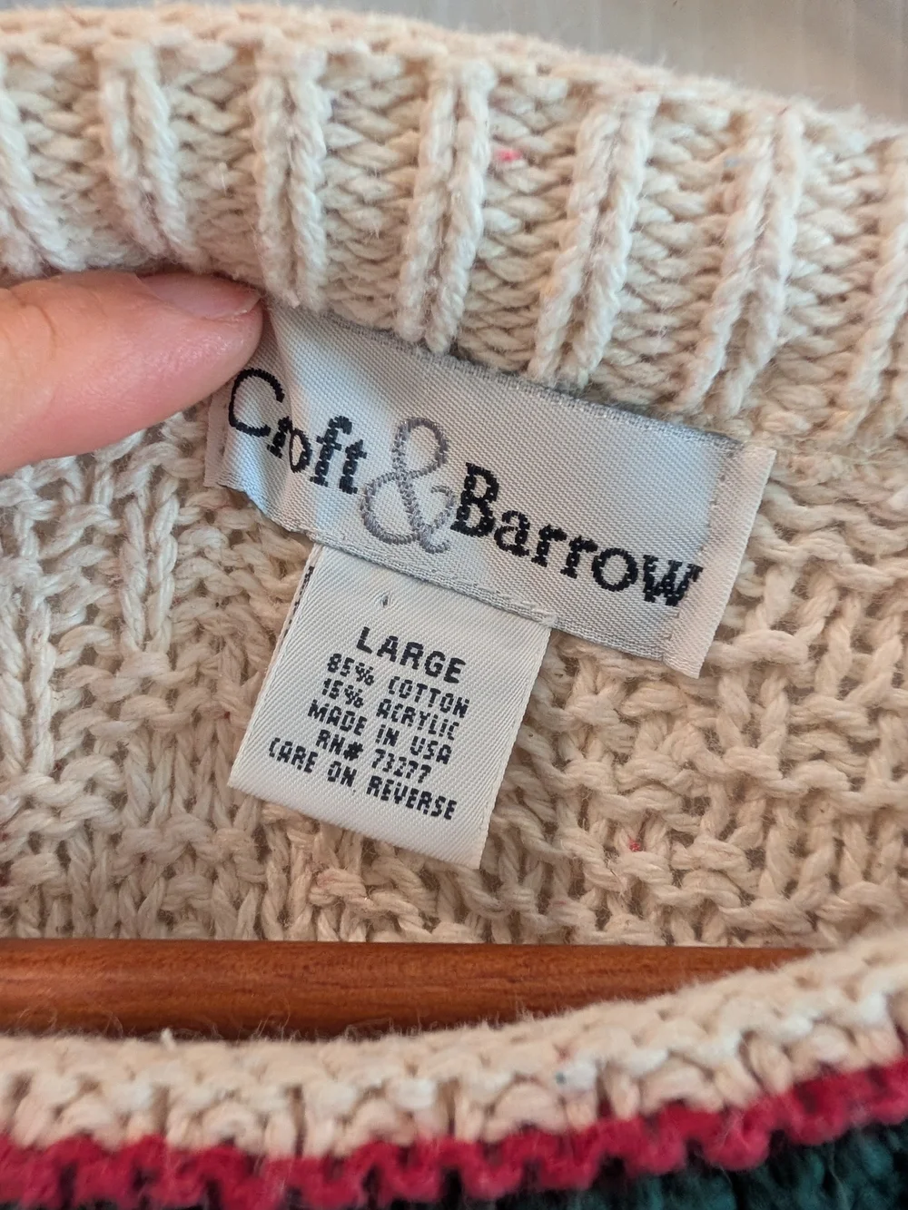 CROFT & BARROW Cream Textured Knit Crewneck Sweater with Christmas Cardinals